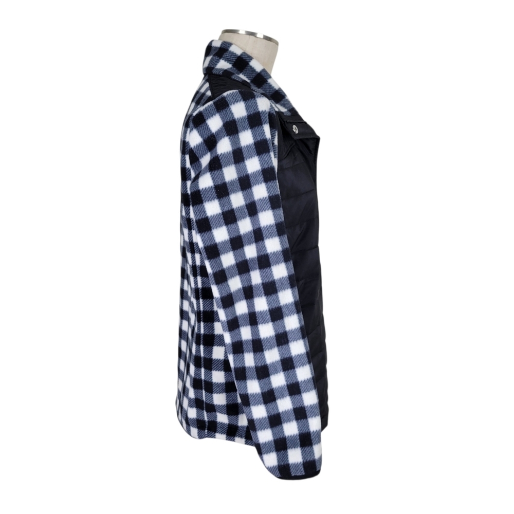 Lauren Ralph Lauren Quilted Puffer Jacket Size L Buffalo Plaid Fleece Arms Back - Picture 4 of 10